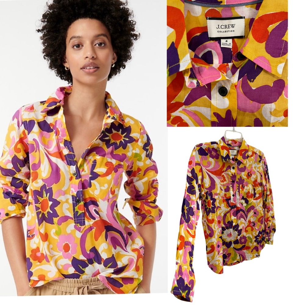 Crew collection Popover shirt in the Ratti Curly Floral women size 4 colorful